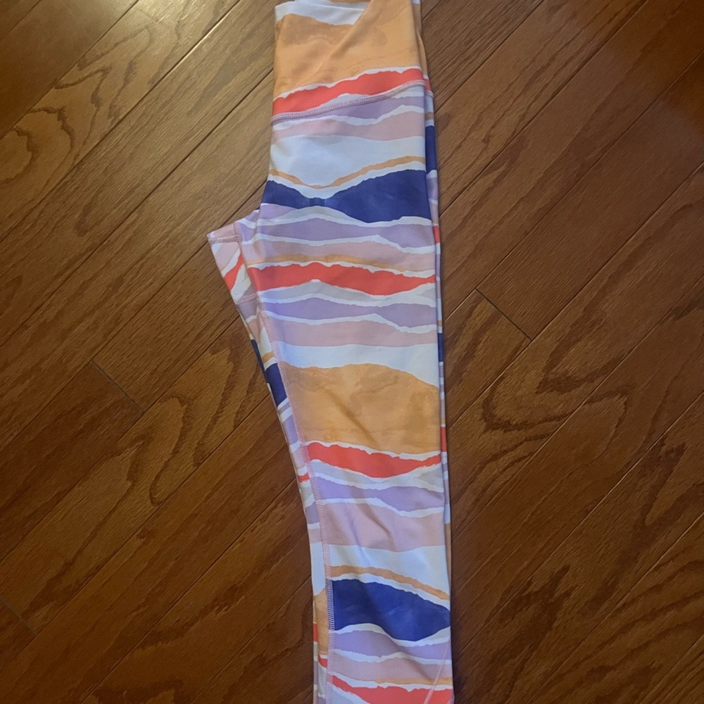 Lululemon Athletica Orange and Blue Abstract Leggings